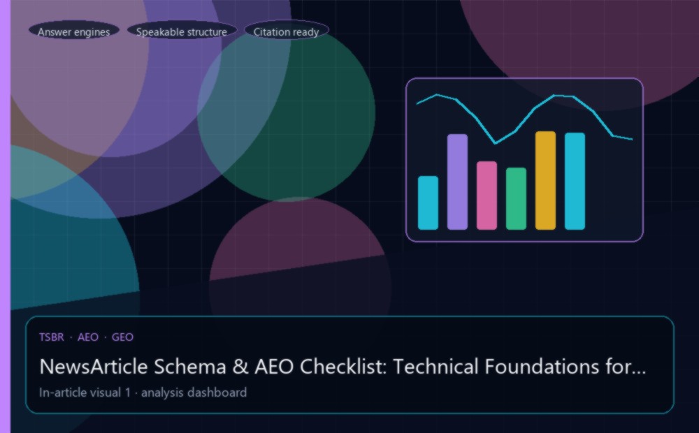 NewsArticle Schema & AEO Checklist: Technical Foundations for AI Visibility — editorial analysis visual
