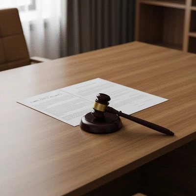 Legal documents and a gavel on a desk, symbolizing employee rights and potential legal action