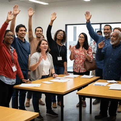 Diverse group of citizens engaged in a community discussion, symbolizing public opinion