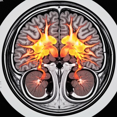 Detailed MRI scan of a leader's brain, showing intricate neural networks and healthy brain activity, in a professional medical setting, no text, no words, no typography, 8K