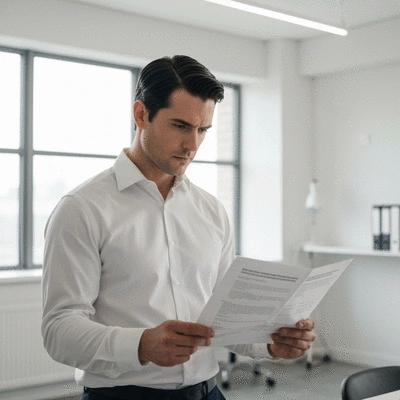 Man looking thoughtfully at a medical report, symbolizing understanding health burdens