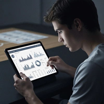 Person using a tablet to analyze basketball game statistics for betting