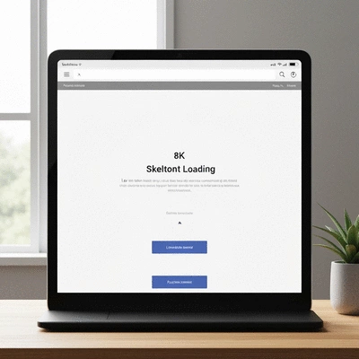 Modern website displaying a skeleton screen during content loading, clean design, no text, no words, no typography, 8K