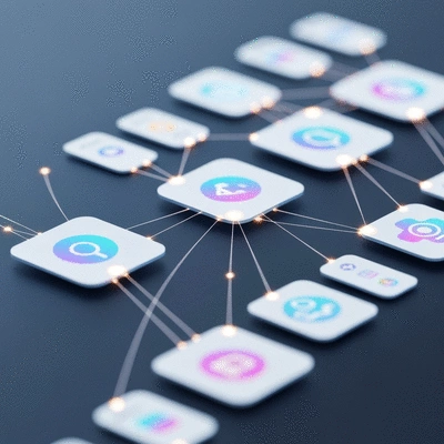 Visual representation of structured data and schema markup helping search engines categorize content, no text, no words, no typography, clean image