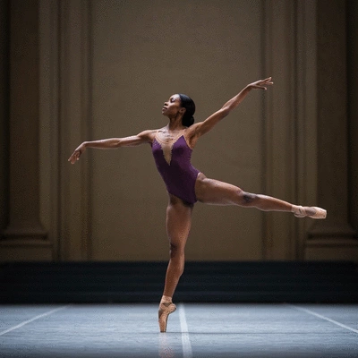Misty Copeland in a powerful ballet pose