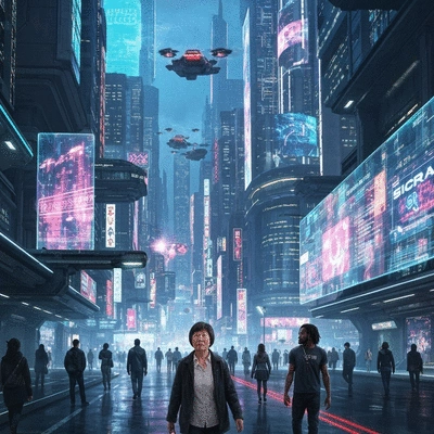 Stylized graphic illustrating media influence on public opinion, with various news source icons and a diverse audience, no text, no words, no typography, clean image