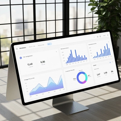 Website analytics dashboard showing various metrics
