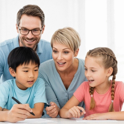 Family setting shared goals, showing collaboration and unity